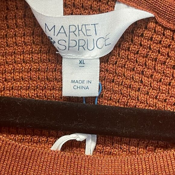 NWT Market & Spruce Sweater Women's XL Rust White Striped Tawnee Waffle Stitch - Picture 6 of 16